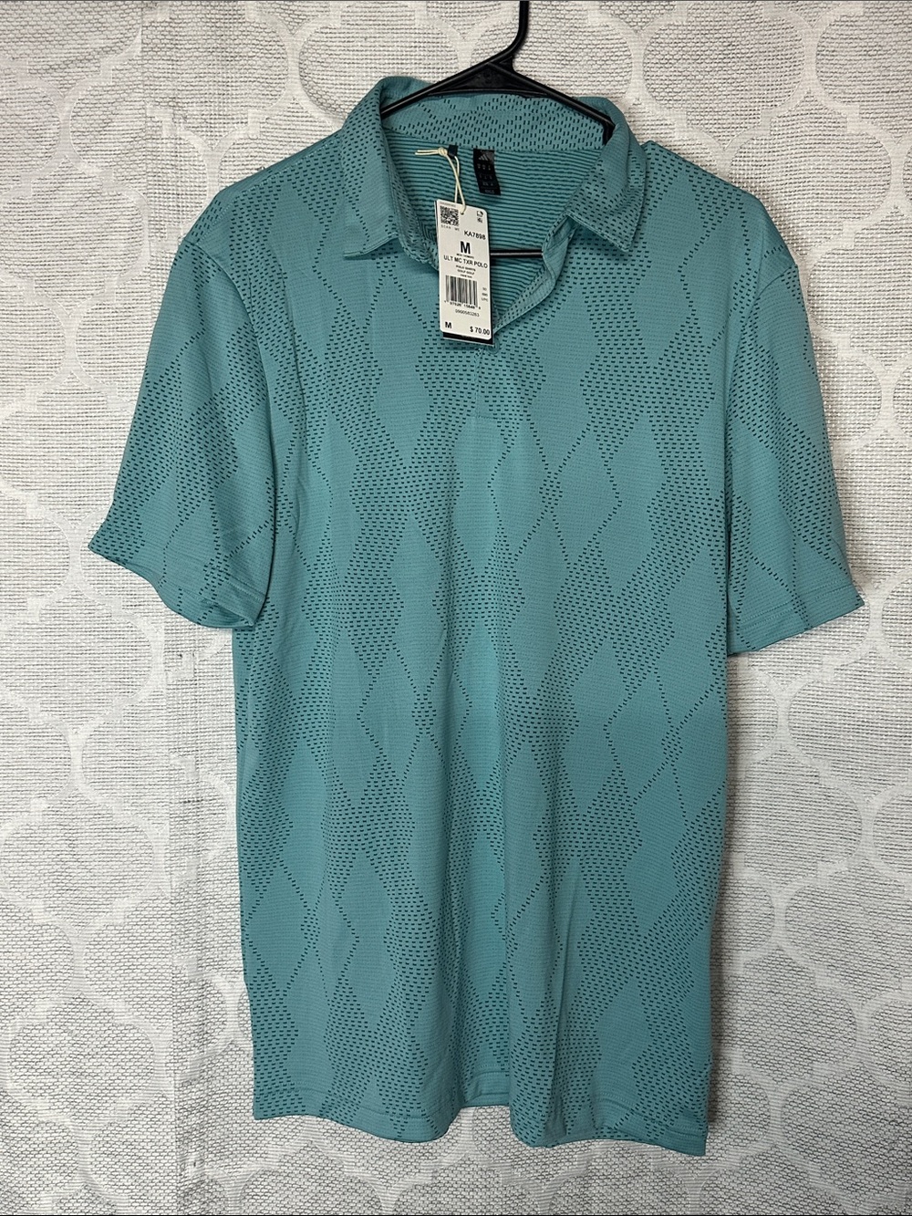 Adidas Ultimate365 Textured Golf Polo Shirt Men's Medium Mint Ton Diamond